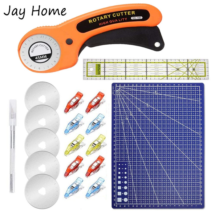 135Pcs 45mm Rotary Cutter Kit with Cutting Mat Patchwork Ruler Carving  Knife Sewing Clips Storage Bag for Fabric Sewing Quilting Accessories